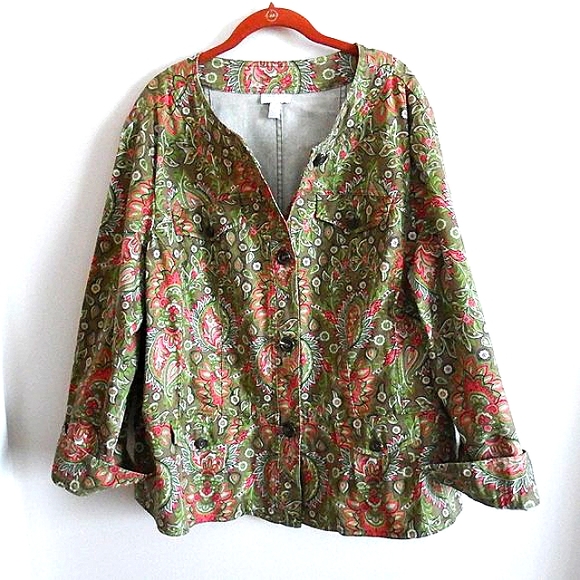 Denim Paisley Print Charter Club Woman Jacket 2X - Picture 2 of 6